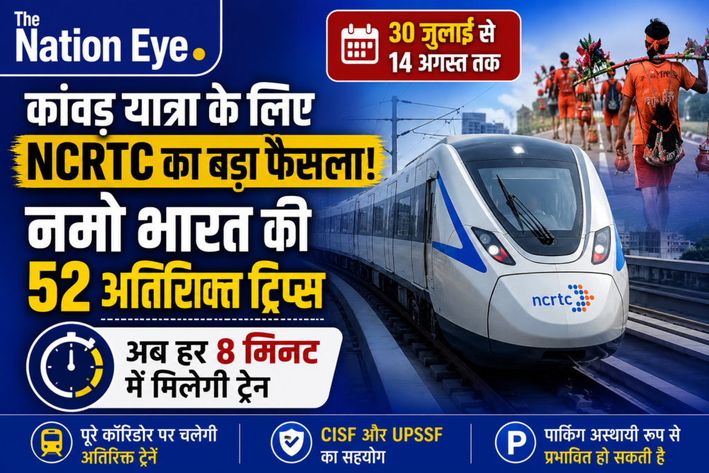 कांवड़ यात्रा के लिए NCRTC का बड़ा फैसला, नमो भारत की 52 अतिरिक्त ट्रिप्स, अब हर 8 मिनट में मिलेगी ट्रेन